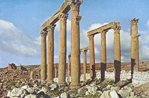 Roman colonnade at Jerash (Gerasa), Jordan, Holy Land Roman colonnade at Jerash (Gerasa), Jordan, Holy Land
