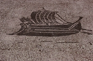 Roman mosaic. Boat. Ostia Antica. Italy Roman mosaic. Boat. Ostia Antica. Italy