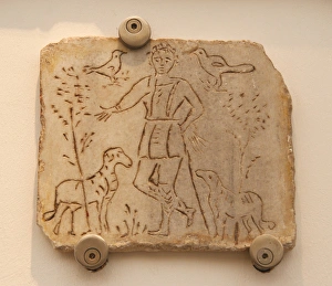 Roman tombstone depicting the Good Shepherd. Baths of Diocle Roman tombstone depicting the Good Shepherd. Baths of Diocle
