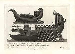 Roman war bireme and transport boat Roman war bireme and transport boat