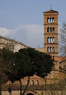 Rome. Basilica of Saint Mary in Cosmedin. Bell tower Rome. Basilica of Saint Mary in Cosmedin. Bell tower