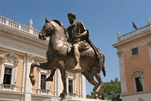 Rome. Equestian Statue of Emperor Marcus Aurelius. Piazza Ca Rome. Equestian Statue of Emperor Marcus Aurelius. Piazza Ca