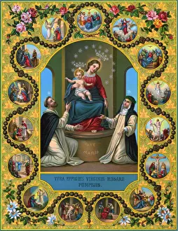 19th Century Print of a Rosary