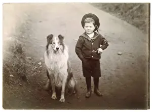 Historical Dog Images Prints: Rough Collie and Boy