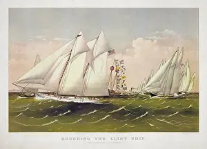 Historical Maritime Photography Prints: Rounding the light ship