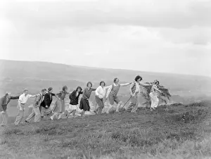 Early 1930s Print of Hikers on Ilkley Moor