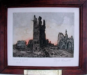 Images Dated 21st July 2009: Ruins d Ypres with wooden frame from a Cloth Hall beam