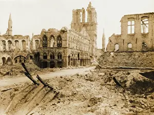 Prints of Ruins of the cloth hall in Ypres, Belgium on the Western Front during World War I Belgium Prints: Ruins of Ypres Cloth Hall Print, Western Front WWI