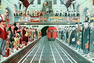 Rush hour at a London tube station, by A. W. Wilson Rush hour at a London tube station, by A. W. Wilson