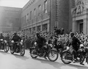 Russian Leader Prints: Russians Visit Oxford Print: Crowd Control in 1956