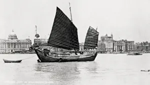 Sailing junk on the Whangpu River, Shanghai, China Sailing junk on the Whangpu River, Shanghai, China
