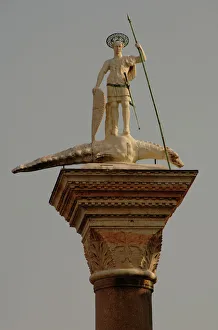Saint Theodore statue, patron of Venice, on a granite colum Saint Theodore statue, patron of Venice, on a granite colum