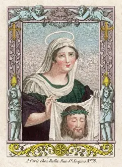 Saint Veronica Print: A Handkerchief with Jesus Imprinted Image