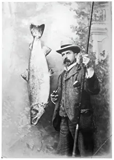 Salmon Prints: Victorian Gentleman with Large Salmon Print