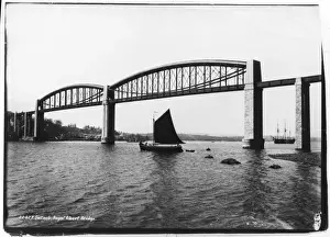 Print of Royal Albert Bridge over River Tamar in Saltash, Cornwall