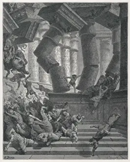 Historical Biblical Events Prints: Samson & Temple / Dore