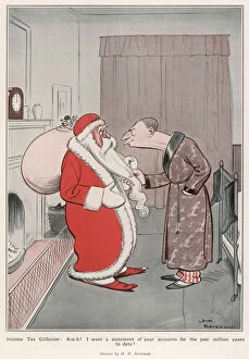 H.M. Bateman Collection: Santa caught by the tax inspector by H. M. Bateman