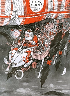 santa claus flying round earth new aerial car