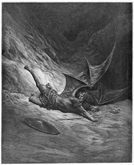 Christian Mythology Images Prints: Satan Smitten / Dore