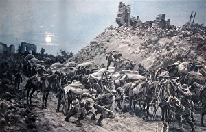 A scene behind the lines - moonlit night on Western Front A scene behind the lines - moonlit night on Western Front