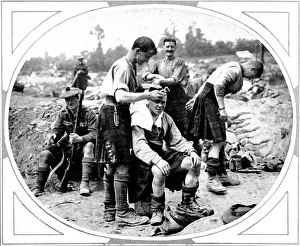 A Scottish trench-barbers hair-dressing establishment A Scottish trench-barbers hair-dressing establishment