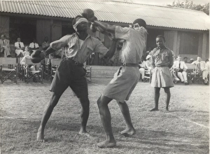 Scouts blindfold boxing in Ghana, West Africa Scouts blindfold boxing in Ghana, West Africa