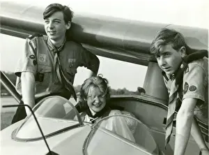 Print of Scouts and Guides in a Slingsby T.21 Glider, 1960s