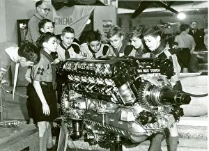 Rolls-Royce Prints: Scouts with a Rolls-Royce Merlin Engine Print 1940s
