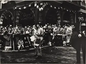 Queen Elizabeth II Coronation Prints: Scouts selling Coronation programmes