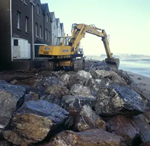 West Country Coastlines Prints: Sea defence work at Torcross, Devon