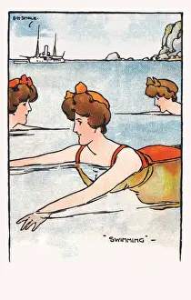 Seaside Holidays Swimming Print, 1903