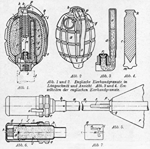 Sectional view of a Mills grenade, WW1 Sectional view of a Mills grenade, WW1