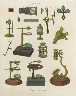 Historical Scientific Instruments Prints: Selection of Microscopes