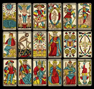Selection of tarot cards from traditional Marseille pack Selection of tarot cards from traditional Marseille pack