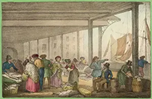 Fresh Seafood Market Prints: Selling Fish by Docks