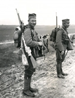 Two Serbian soldiers near Mikra, near Salonika, WW1 Two Serbian soldiers near Mikra, near Salonika, WW1