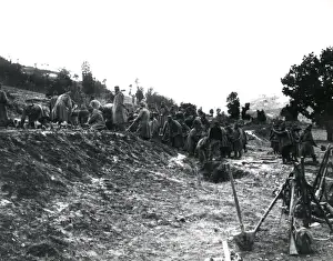 WW1 Serbian Troops Constructing Defences Print, 1914