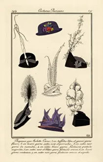 Seven hats designed by French milliner Arlette Carus Seven hats designed by French milliner Arlette Carus
