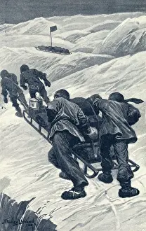 Shackleton's 1908 Expedition Print: Sledging in Antarctica
