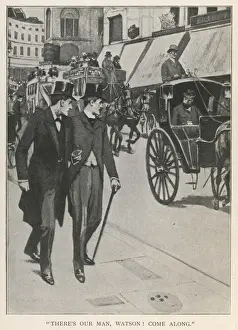 Sherlock Holmes Prints: Print of Sherlock Holmes and Watson in Regent Street