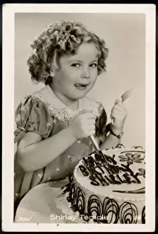 Celebrity Prints: Shirley Temple Print: Vintage Image of Child Star with Birthday Cake