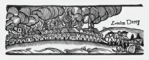 Prints of SIEGE OF LONDONDERRY A popular image depicting the successful defence of the city by the protestants against James II County Londonderry Prints: Londonderry Siege Print