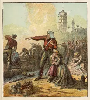 Print of British troops defending Lucknow