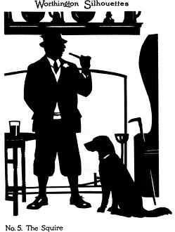 Silhouette of a local squire and his dog Silhouette of a local squire and his dog