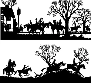 Hunt Scenes Silhouettes Print by H. L. Oakley