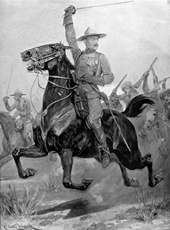 Sir Robert Baden-Powell leading a cavalry charge, 1899 Sir Robert Baden-Powell leading a cavalry charge, 1899