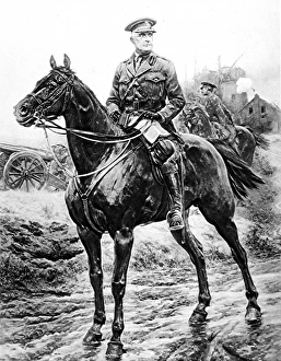 Sir Samuel Hughes on horseback; France, 1916 Sir Samuel Hughes on horseback; France, 1916