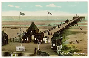 Prints of Skegness, Lincolnshire: the pier at low tide Lincolnshire Prints: Skegness Pier at Low Tide Print