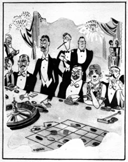Sketch of gambling at the Monte Carlo Casino, 1920s Sketch of gambling at the Monte Carlo Casino, 1920s