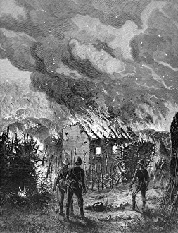 Sketch by ILN special artist, Melton Prior. British troops in tropical helmets survey the Sketch by ILN special artist, Melton Prior. British troops in tropical helmets survey the